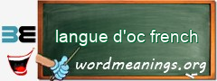 WordMeaning blackboard for langue d'oc french